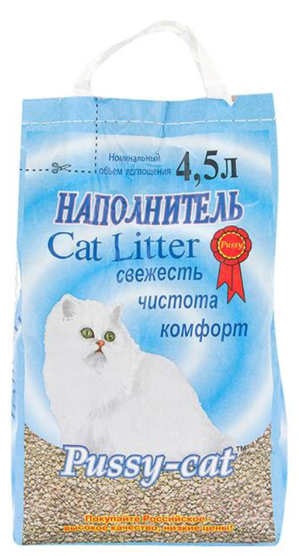 PUS001, Наполнитель Pussy-cat комкующийся, 4,5л